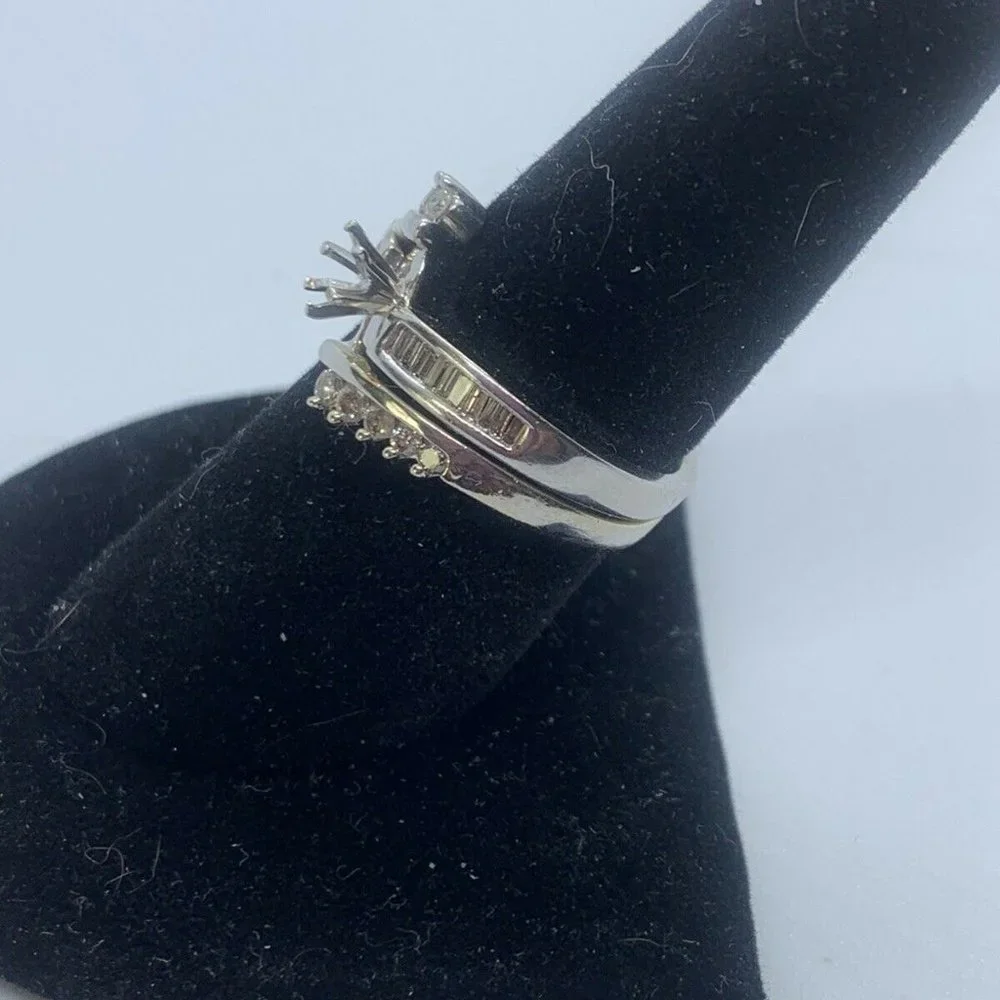 14k White Gold Diamond Bridal Set ****NO CENTER STONE*** Size 7 - Picture 2 of 10